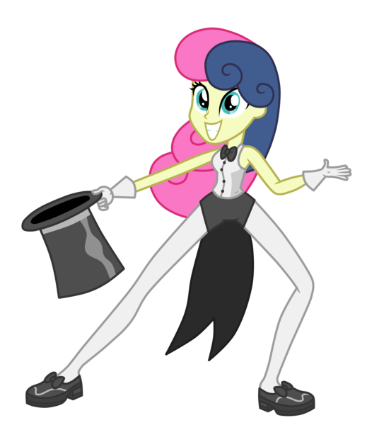 Size: 5000x5775 | Tagged: safe, artist:mixiepie, derpibooru import, bon bon, sweetie drops, all's fair in love and friendship games, equestria girls, friendship games, absurd resolution, bowtie, clothes, female, gloves, hat, implied lesbian, implied lyrabon, implied shipping, long legs, pantyhose, shoes, simple background, solo, top hat, transparent background, vector