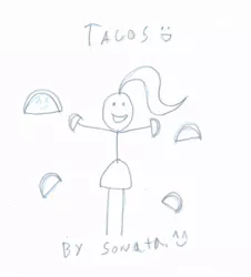 Size: 877x971 | Tagged: artist:sonata dusk, derpibooru import, food, fridge art (literally), joke art, safe, smiley face, solo, sonataco, sonata dusk, stylistic suck, taco, that siren sure does love tacos, traditional art