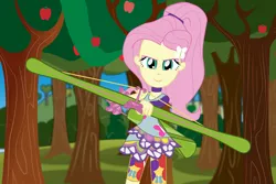 Size: 3000x2000 | Tagged: safe, artist:amante56, derpibooru import, fluttershy, equestria girls, friendship games, archery, arrow, bow (weapon), bow and arrow, looking at you, solo, weapon