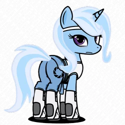 Size: 1024x1024 | Tagged: safe, artist:christiancerda, derpibooru import, trixie, pony, unicorn, aperture science, butt, female, looking at you, looking back, mare, my little portal, plot, portal (valve), vector