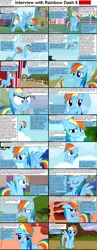 Size: 1282x3304 | Tagged: safe, derpibooru import, rainbow dash, pegasus, pony, comic:celestia's servant interview, caption, cloudsdale, comic, cs captions, female, interview, mare, meme, ponyville, rage face, sweet apple acres