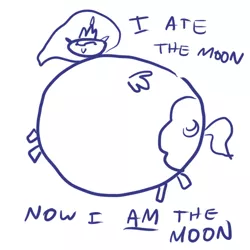 Size: 500x500 | Tagged: :>, artist:artylovr, butt, derpibooru import, edible heavenly object, fat, monochrome, moon, moonbutt, praise moon, princess luna, safe, smiling, solo, tangible heavenly object