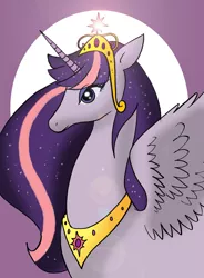 Size: 1024x1388 | Tagged: safe, artist:koku-chan, derpibooru import, twilight sparkle, twilight sparkle (alicorn), alicorn, pony, ethereal mane, jewelry, older, solo, starry mane, tiara, wings