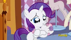 Size: 1920x1080 | Tagged: safe, artist:shutterflyeqd, derpibooru import, screencap, rarity, sweetie belle, pony, baby, baby belle, baby pony, crying, discovery family logo, fake screencap, female, filly, foal, i can't believe it's not hasbro studios, newborn, siblings, sisters, tears of joy, younger