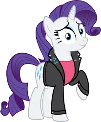 Size: 3372x4071 | Tagged: safe, artist:datnaro, artist:nickman983, artist:sebisscout1997, derpibooru import, rarity, sunset shimmer, pony, 1950s, 50's fashion, clothes, costume swap, cutie mark, greaser, jacket, leather jacket, simple background, solo, transparent background, tunnel snakes, tunnel snakes rule, vector