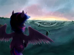 Size: 1183x890 | Tagged: safe, artist:colorlesscupcake, derpibooru import, twilight sparkle, twilight sparkle (alicorn), alicorn, pony, both cutie marks, female, mare, solo, spread wings, wings