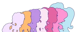 Size: 950x400 | Tagged: cheerilee (g3), core seven, derpibooru import, g3.5, line-up, pinkie pie (g3), rainbow dash (g3), safe, scootaloo (g3), silhouette, simple background, starsong, sweetie belle (g3), toola roola, transparent background, waiting for the winter wishes festival