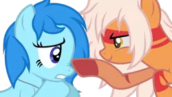 Size: 1024x576 | Tagged: safe, artist:wingsthephoenix, derpibooru import, ponified, pony, base used, boop, jasper (steven universe), lapis lazuli (steven universe), steven universe