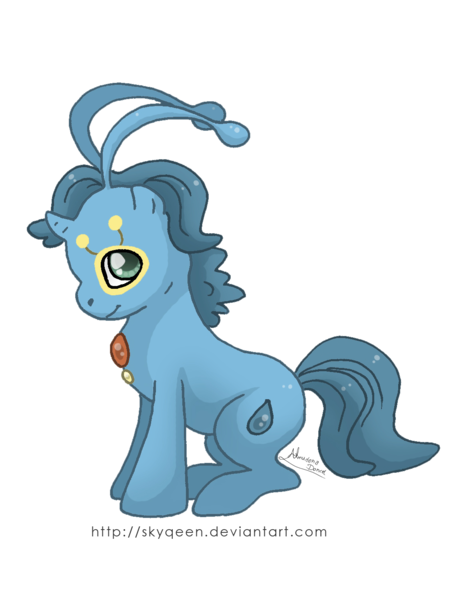 Size: 1188x1500 | Tagged: safe, artist:almairis, derpibooru import, ponified, manaphy, pony, unicorn, pokémon, solo