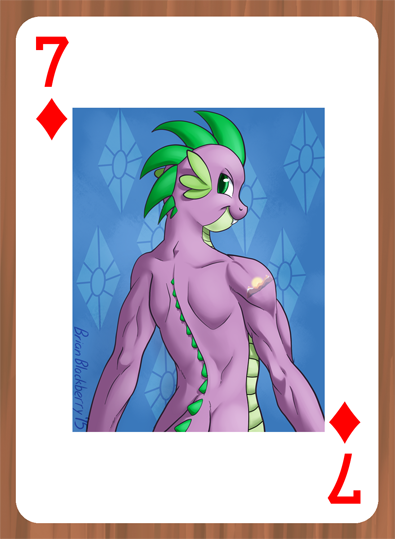 Size: 395x539 | Tagged: anthro, artist:brianblackberry, back, derpibooru import, kim kardashian's paper magazine cover, male, playing card, solo, solo male, spike, suggestive, tattoo
