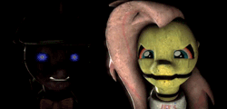 Size: 600x289 | Tagged: 3d, animated, chica, chicashy, crossover, derpibooru import, five nights at aj's, five nights at freddy's, five nights at freddy's 4, fluttershy, safe, source filmmaker, twibon, twilight sparkle, youtube link