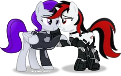 Size: 1024x637 | Tagged: artist:vector-brony, derpibooru import, fallout equestria, fallout equestria: project horizons, fanfic art, female, gloryjack, lesbian, oc, oc:blackjack, oc:morning glory (project horizons), oc x oc, safe, shipping, simple background, transparent background, unofficial characters only, vector