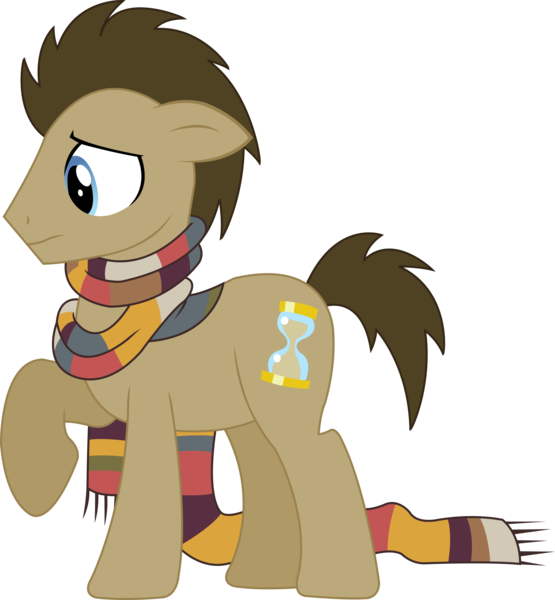 Size: 2686x2903 | Tagged: safe, artist:sketchmcreations, derpibooru import, doctor whooves, time turner, pony, slice of life (episode), clothes, doctor who, fourth doctor, fourth doctor's scarf, inkscape, male, scarf, simple background, solo, stallion, transparent background, vector