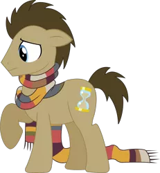 Size: 2686x2903 | Tagged: safe, artist:sketchmcreations, derpibooru import, doctor whooves, time turner, pony, slice of life (episode), clothes, doctor who, fourth doctor, fourth doctor's scarf, inkscape, male, scarf, simple background, solo, stallion, transparent background, vector