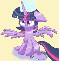 Size: 1201x1250 | Tagged: safe, artist:sintakhra, derpibooru import, twilight sparkle, twilight sparkle (alicorn), alicorn, pony, female, ice, mare, solo, twilight is not amused, unamused