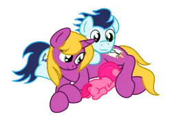 Size: 3899x2750 | Tagged: safe, artist:brightstarclick, derpibooru import, soarin', oc, oc:bright star, oc:rose, pony, breastfeeding, canon x oc, family, feeding, nonsexual nursing, nursing, shipping, simple background, suckling, transparent background