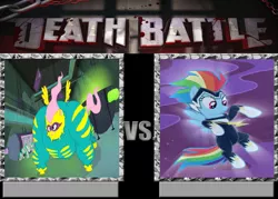 Size: 799x572 | Tagged: death battle, derpibooru import, exploitable meme, fluttershy, meme, power ponies, power ponies (episode), rainbow dash, saddle rager, safe, zapp