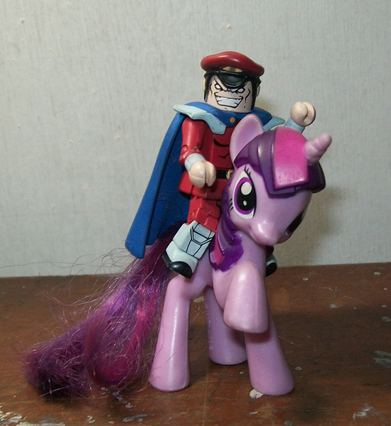 Size: 779x850 | Tagged: derpibooru import, horse riding, m. bison, mcdonald's happy meal toys, minimates, safe, street fighter, toy, twilight sparkle