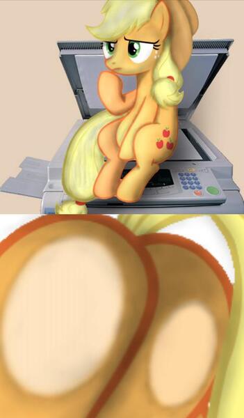 Size: 468x800 | Tagged: against glass, applebutt, applejack, artist:小凱, butt, cheek copy, derpibooru import, glass, photocopier, suggestive