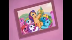 Size: 960x540 | Tagged: cheerilee (g3), core seven, derpibooru import, g3, pinkie pie (g3), rainbow dash (g3), safe, scootaloo (g3), scootaloo's outdoor play party, screencap, starsong, sweetie belle (g3), toola roola, trophy