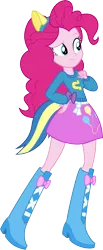 Size: 3449x8368 | Tagged: safe, artist:masem, derpibooru import, pinkie pie, equestria girls, equestria girls (movie), .ai available, absurd resolution, balloon, boots, canterlot high, clothes, fake tail, helping twilight win the crown, high heel boots, long hair, pony ears, school spirit, shoes, simple background, skirt, solo, transparent background, vector, wondercolts