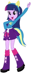Size: 3000x6928 | Tagged: safe, artist:masem, derpibooru import, twilight sparkle, equestria girls, equestria girls (movie), .svg available, absurd resolution, canterlot high, clothes, fake tail, helping twilight win the crown, long hair, open mouth, pony ears, school spirit, simple background, skirt, solo, transparent background, vector, wondercolts