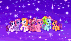 Size: 740x435 | Tagged: animated, cheerilee (g3), core seven, derpibooru import, g3.5, pinkie pie (g3), rainbow dash (g3), safe, scootaloo (g3), screencap, smiling, stars, starsong, sweetie belle (g3), toola roola, waiting for the winter wishes festival