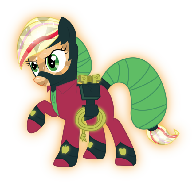 Size: 3059x2879 | Tagged: applejack, artist:infinitewarlock, crystallized, crystal pony, derpibooru import, lasso, mistress marevelous, power ponies, power ponies (episode), race swap, rainbow power, rope, safe, simple background, solo, transparent background, vector