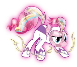 Size: 3243x2807 | Tagged: artist:infinitewarlock, crystallized, crystal pony, derpibooru import, fili-second, pinkie pie, power ponies, power ponies (episode), race swap, rainbow power, safe, simple background, solo, transparent background, vector