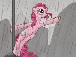 Size: 1138x853 | Tagged: artist:flak--k, chocolate, chocolate rain, derpibooru import, food, pinkie pie, rain, safe, singin' in the rain, solo