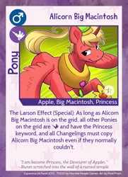 Size: 788x1088 | Tagged: safe, artist:pixel-prism, derpibooru import, big macintosh, alicorn, pony, twilight sparkle's secret shipfic folder, alicornified, card, flying, princess big mac, race swap, smiling, solo, spread wings, wings