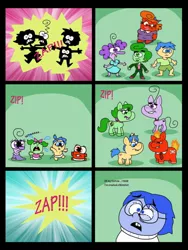 Size: 774x1032 | Tagged: safe, artist:cookie-lovey, derpibooru import, part of a set, ponified, hybrid, pony, age regression, anger (inside out), barely pony related, comic, conjoined, crossover, disgust (inside out), disney, fear (inside out), fusion, inside out, joy (inside out), multiple heads, part of a series, pixar, rule 63, sadness (inside out), transformation, transgender transformation, two heads, we have become one, what has science done