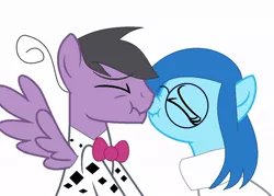 Size: 1024x735 | Tagged: safe, artist:eveningsun33, derpibooru import, oc, ponified, pony, clothes, fear (inside out), female, inside out, kissing, male, oc x oc, pixar, sadness (inside out), scrunchy face, shipping, straight
