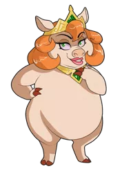 Size: 751x1063 | Tagged: artist:sugarcup, belly, chubby, cloven hooves, crown, cute, derpibooru import, fat, g1, g1 to g4, generation leap, jewelry, lipstick, my little pony 'n friends, pig, princess porcina, regalia, safe, solo