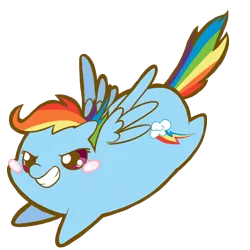 Size: 1000x1000 | Tagged: safe, artist:coggler, artist:frog&cog, artist:gopherfrog, derpibooru import, rainbow dash, chubbie, cute, dashabetes, flying, grin, simple background, smiling, solo