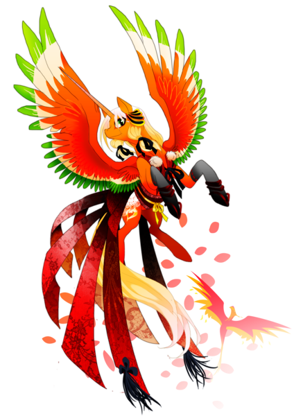 Size: 2480x3508 | Tagged: safe, artist:dormin-kanna, derpibooru import, alicorn, ho-oh, pony, pokémon, simple background, solo, transparent background