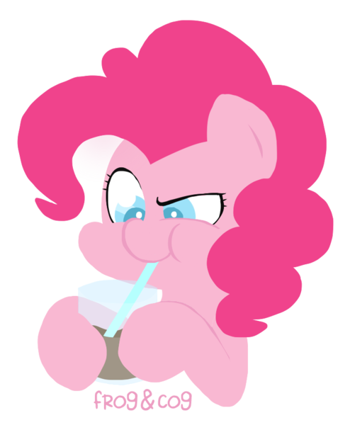 Size: 730x886 | Tagged: artist:coggler, artist:frog&cog, artist:gopherfrog, derpibooru import, drinking, drinking straw, pinkie pie, safe, simple background, solo, transparent background