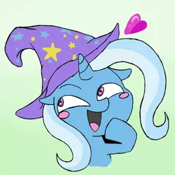 Size: 500x500 | Tagged: safe, artist:slamjam, derpibooru import, trixie, pony, unicorn, clothes, female, hat, heart, mare, solo, trixie's hat