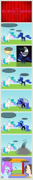 Size: 996x5421 | Tagged: safe, artist:zacatron94, derpibooru import, nightmare moon, princess celestia, princess luna, oc, oc:harmony (zacatron94), oc:rose petal, pony, and that's how princess luna became the nightmare moon, board game, cake, cakelestia, comic, crimson skies, element of generosity, element of honesty, element of kindness, element of laughter, element of loyalty, element of magic, elements of harmony, food, levitation, magic, pointy ponies, telekinesis