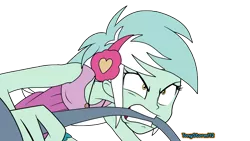 Size: 4820x2710 | Tagged: safe, artist:tonystorm12, derpibooru import, lyra heartstrings, all's fair in love and friendship games, equestria girls, friendship games, absurd resolution, angry, barbell, bending, clothes, headphones, jewelry, necklace, pendant, show accurate, signature, simple background, solo, transparent background