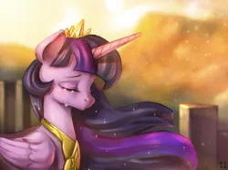 Size: 1898x1409 | Tagged: safe, artist:mrs1989, derpibooru import, twilight sparkle, twilight sparkle (alicorn), alicorn, pony, armor, crown, crying, female, jewelry, mare, regalia, solo