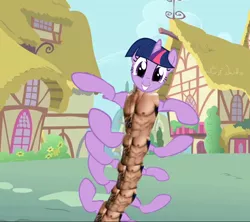 Size: 832x738 | Tagged: artist:chuckward, centipede, derpibooru import, john cena, nightmare fuel, not salmon, ponyville, professor goldfarb's pony experiments, safe, twicenapede, twilight sparkle, wat, what has science done, why
