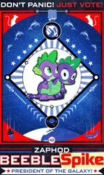 Size: 532x893 | Tagged: conjoined, conjoined twins, derpibooru import, don't panic, hitchhiker's guide to the galaxy, multiple heads, safe, scare master, spike, two heads, vote, voting, zaphod, zaphod beeblebrox