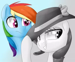 Size: 988x809 | Tagged: safe, artist:victoreach, derpibooru import, rainbow dash, rarity, rarity investigates, black and white, grayscale, m'lady, monochrome