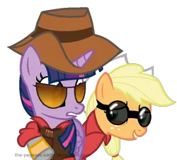 Size: 724x653 | Tagged: safe, derpibooru import, applejack, twilight sparkle, twilight sparkle (alicorn), alicorn, pony, engiejack, engineer, female, mare, parody, sniper, team fortress 2, twilight sniper