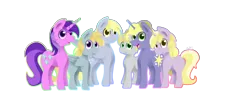 Size: 1800x685 | Tagged: safe, artist:flashbrush, deleted from derpibooru, derpibooru import, amethyst star, chirpy hooves, derpy hooves, dinky hooves, dipsy hooves, ponet, pegasus, pony, equestria's best family, family, female, male, mare, ponetderp, shipping, smiling, straight