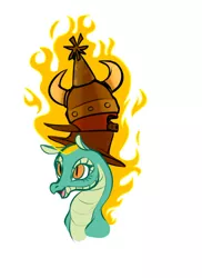 Size: 620x851 | Tagged: artist:nappyrat, community related, derpibooru import, dragon, hat, hybrid, longma, mane of fire, safe, smiling, solo, them's fightin' herds, tianhuo, tower of hats
