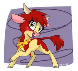 Size: 2200x2000 | Tagged: arizona cow, arizonadorable, artist:silbersternenlicht, bandana, cloven hooves, community related, cow, cute, derpibooru import, female, lasso, open mouth, rope, safe, signature, them's fightin' herds