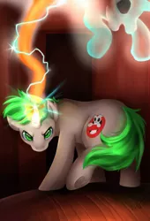 Size: 1720x2533 | Tagged: artist:pridark, beam, bustin' makes me feel good, derpibooru import, determined, facing you, ghost, ghostbuster, ghostbusters, ghost pony, glow, green eyes, haunted, magic, oc, power, proton beam, proton pack, safe, shooting, turning, undead, unofficial characters only