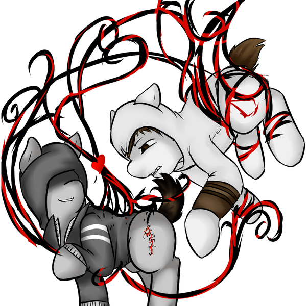 Size: 1205x1200 | Tagged: safe, artist:fallenangelalchemist, derpibooru import, ponified, pony, [prototype], alex mercer, assassin's creed, clothes, crossover, desmond miles, heart, protocreed
